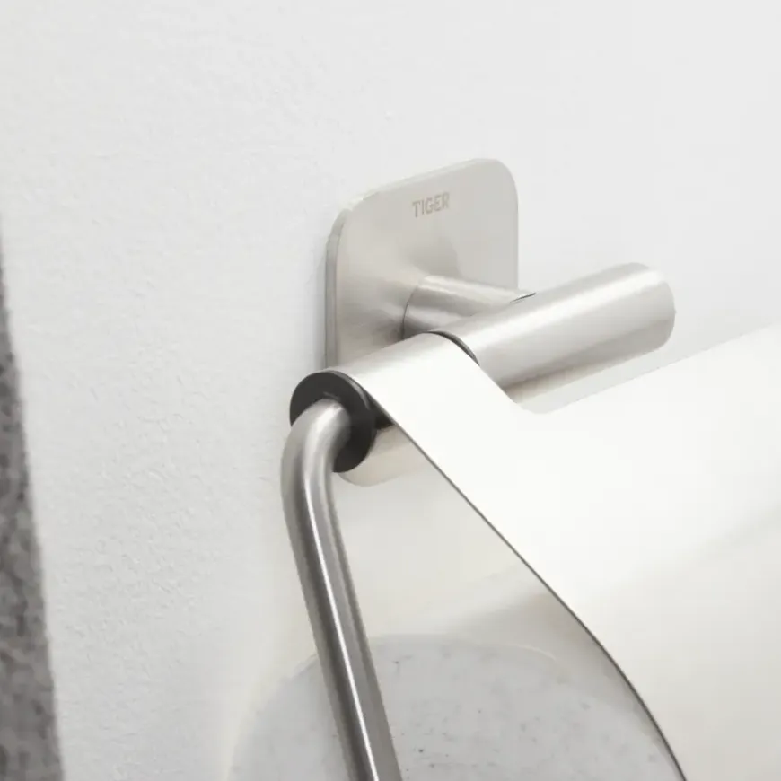 Tiger Toiletrolhouder Colar RVS met Klep