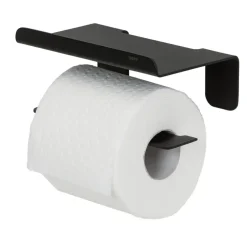 Tiger toiletrolhouder Colar met planchet Zwart