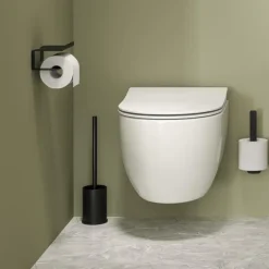 Tiger toiletrolhouder Colar met planchet Zwart