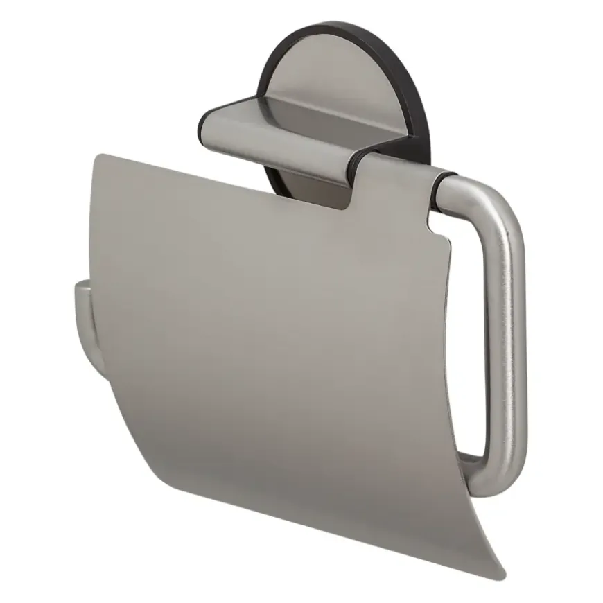 Tiger toiletrolhouder Tune met klep zwart inox