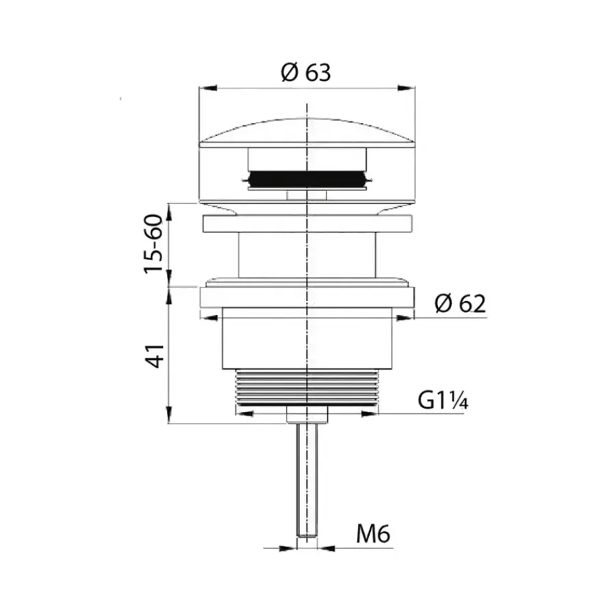 Afvoerbuizen & Hulpstukken > Tiger wastafelplug 5/4" RVS