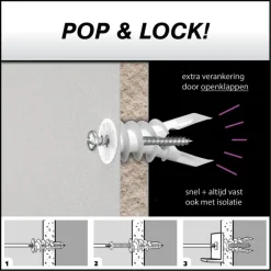 Toggler gipsplaatplug SP 9.5-15 mm met schroeven 6 stuks