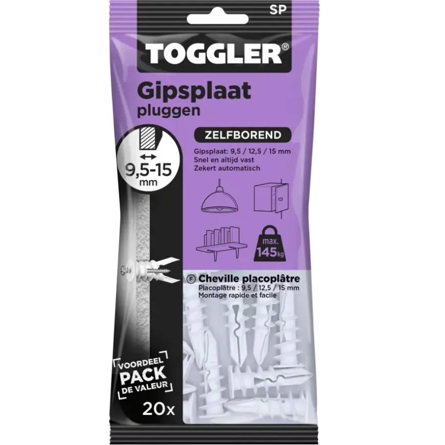 Toggler gipsplaatplug SP 9.5-15 mm 20 stuks
