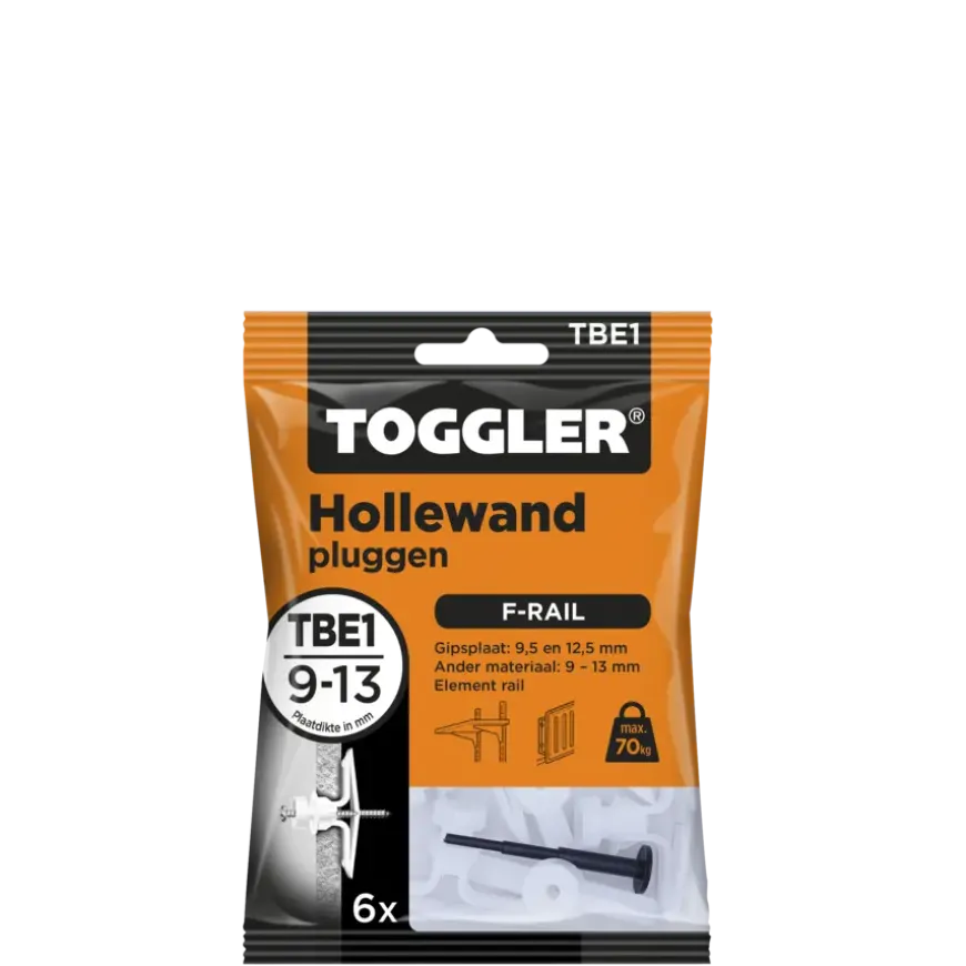Toggler hollewandplug TBE6 9-13 mm 6 stuks