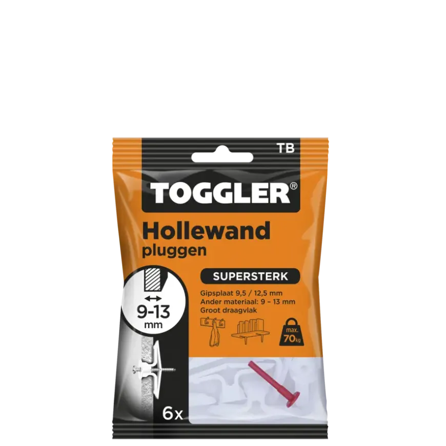 Toggler hollewandplug TB6 9-13 mm 6 stuks