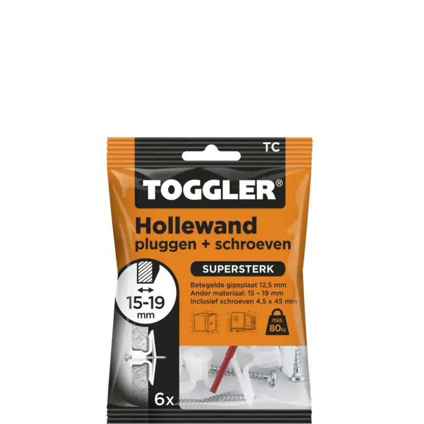 Toggler hollewandplug TC6 15-19 mm 6 stuks