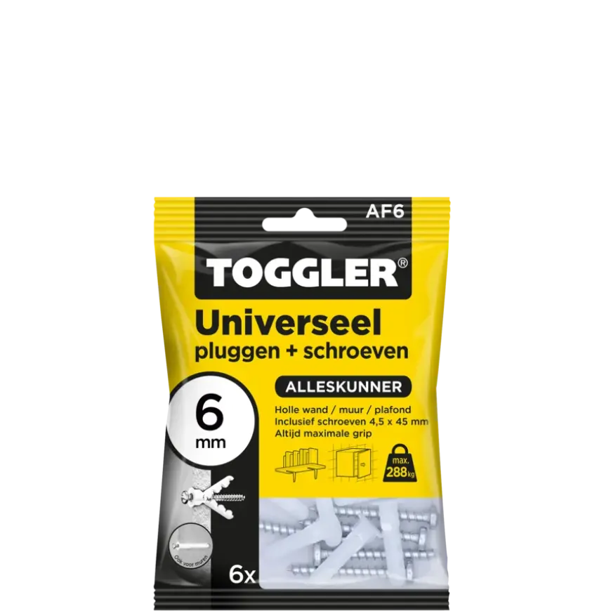 Toggler Universeelplug 6mm met schroef 6 st.