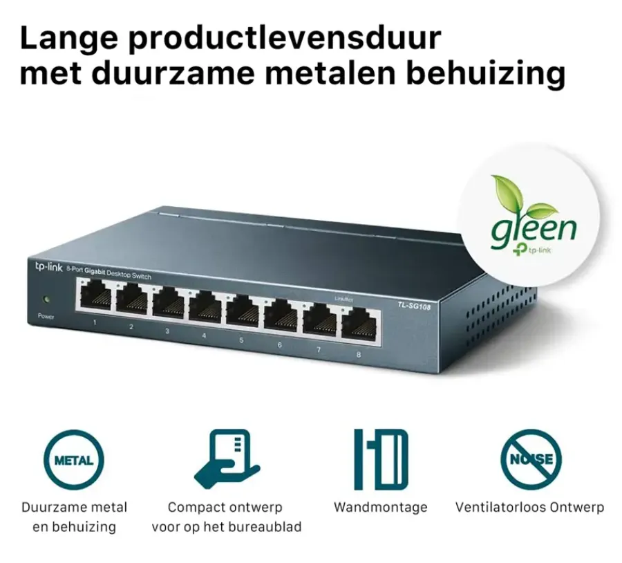 Computeraccessoires > TP-Link 10/100/1000 Mbps Desktop switch met 8 aansluitingen TL-SG108