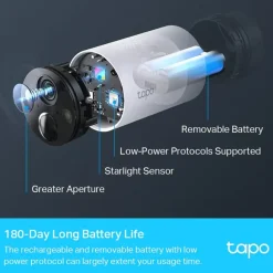 Elektronische Beveiliging > Tapo TP-Link TC420S1 beveiligingscamera voor buiten 2K QHD met batterij