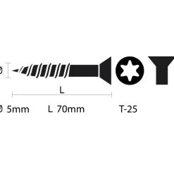 Unischroef 5x70mm torx vk vz 50st