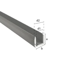 U-profiel aluminium mat zilver 22,5x22x2600x1.8mm