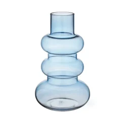 Vaas glas blauw 18x18x13,5cm