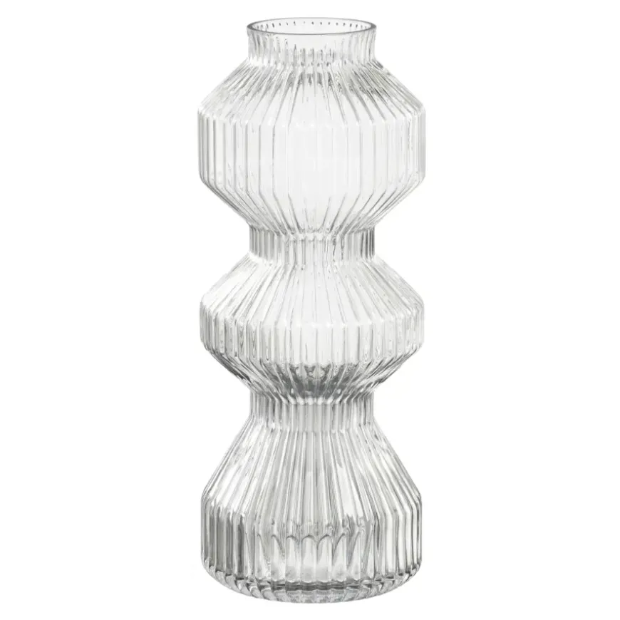 Vaas glas ribbed - h40xd16cm
