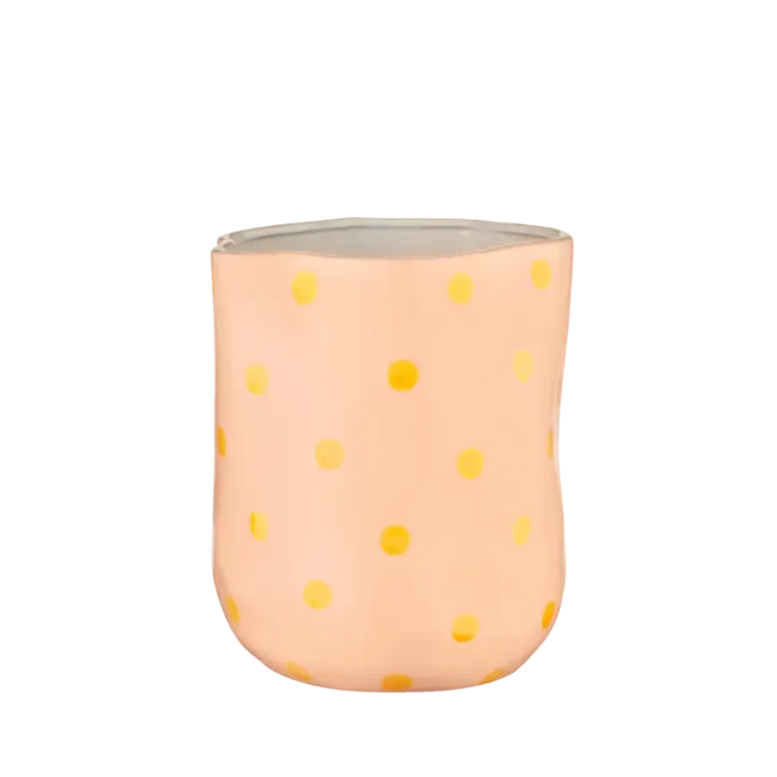Vaas roze met oranje stippen