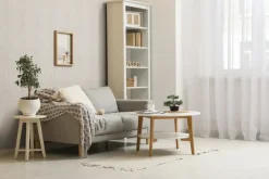 Viltpanelen|Wandpanelen > Silentlines Viltpaneel gebogen lijnen beige 60x30 cm 4 stuks