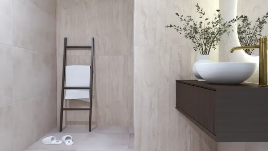 Vloertegel Calma Travertin 60 cm x 120 cm keramiek beige 1,44 m²
