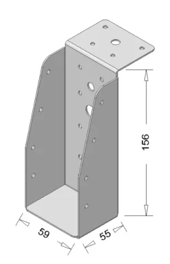 Houtverbinders|Houtverbinders > Geen Waelbers balkdrager met lange lip 59 x 156 mm verzinkt