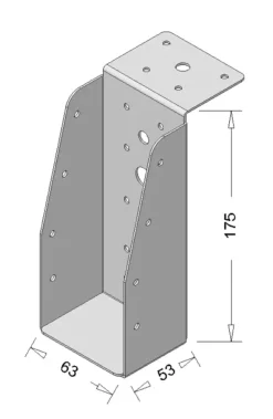 Houtverbinders|Houtverbinders > Geen Waelbers balkdrager met lange lip 63 x 175 mm verzinkt