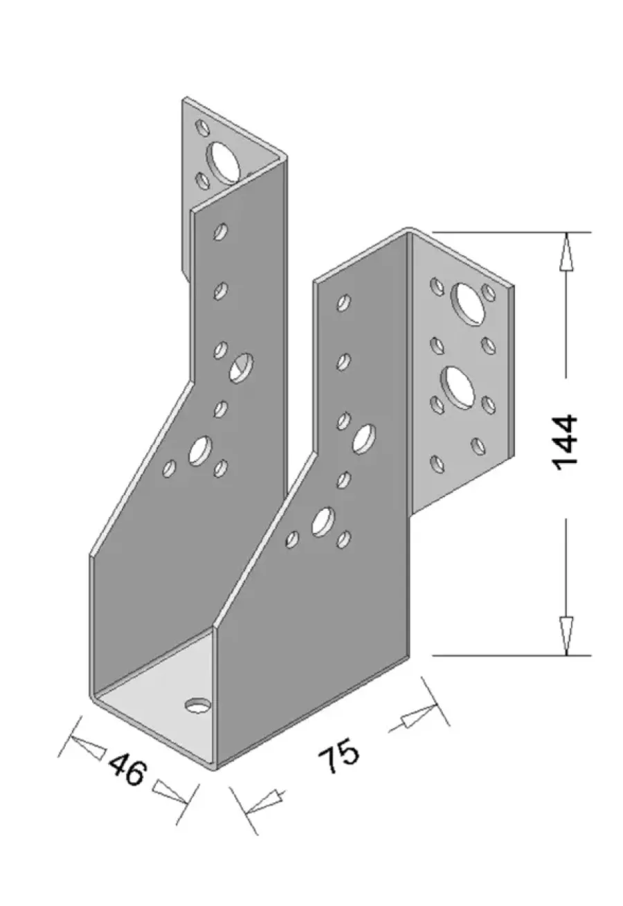 Houtverbinders|Houtverbinders > Geen Waelbers balkdrager met lange lip 75 x 175 mm zwart