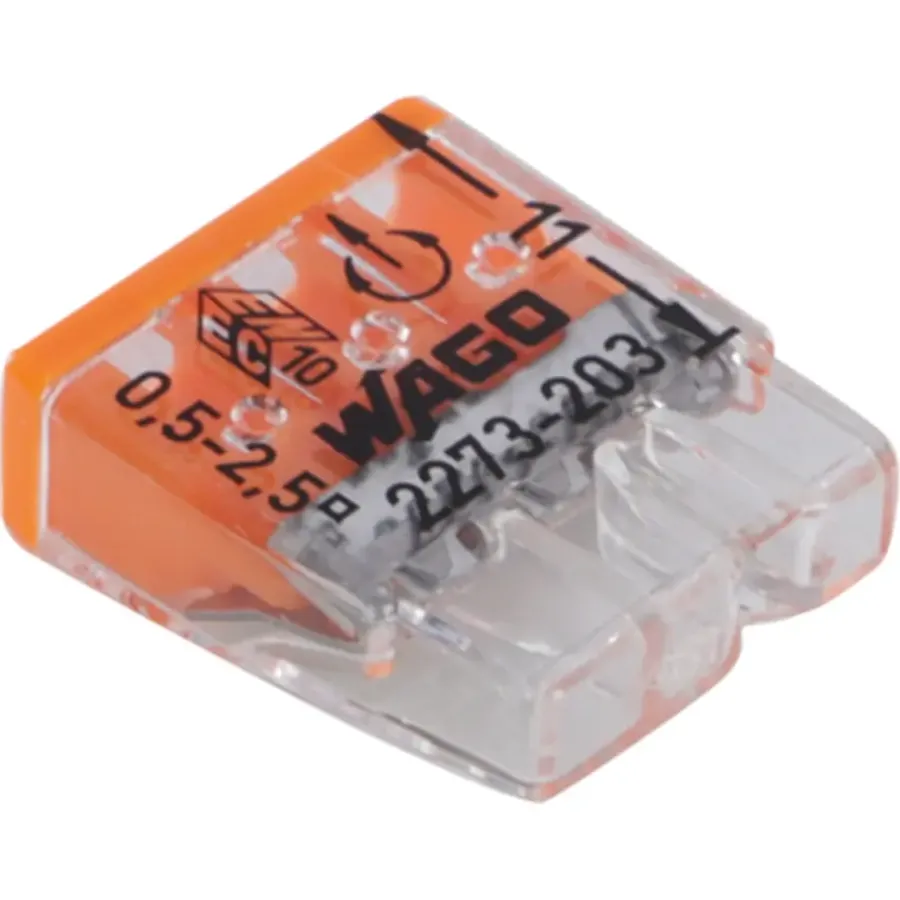 Lasklemmen En Verbindingsklemmen > Wago Lasklem 3-voudig compact 0,5-2,5mm² 2273-203 30 stuks