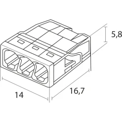 Lasklemmen En Verbindingsklemmen > Wago Lasklem 3-voudig compact 0,5-2,5mm² 2273-203 30 stuks