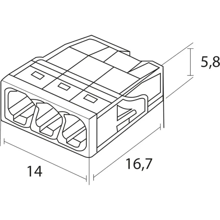 Lasklemmen En Verbindingsklemmen > Wago Lasklem 3-voudig compact 0,5-2,5mm² 2273-203 30 stuks