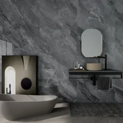 PVC Wandtegels & Panelen|Wandpanelen > Geen Wand/douche paneel kunststof Allora 260x90 cm grijs marmer glans, dikte 5mm 2,34 m²