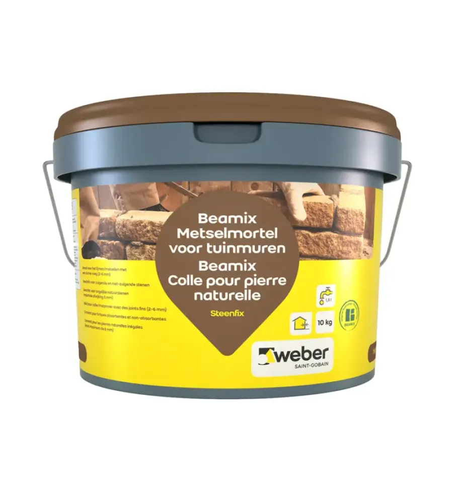 Mortel > Weber Saint-Gobain Weber Beamix steenfix metselmortel voor tuinmuren grijs 10 kg
