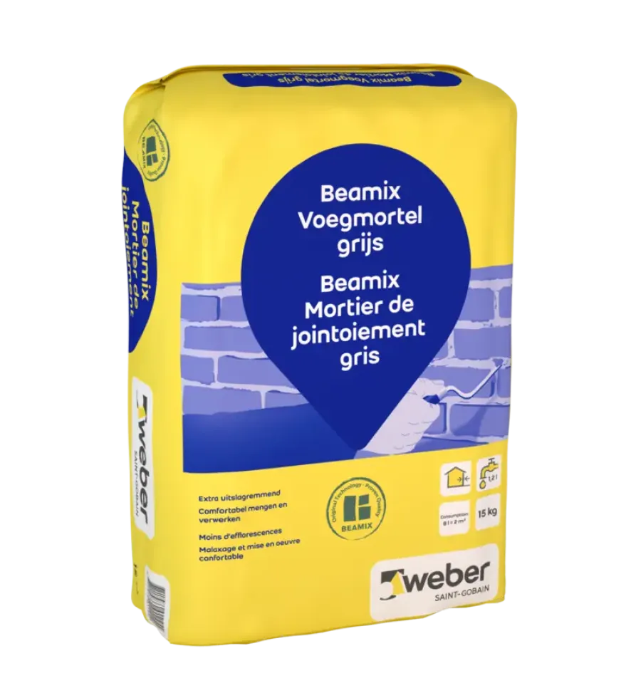Voegmiddel|Voegmiddelen > Weber Saint-Gobain Weber Beamix voegmortel grijs 15 kg