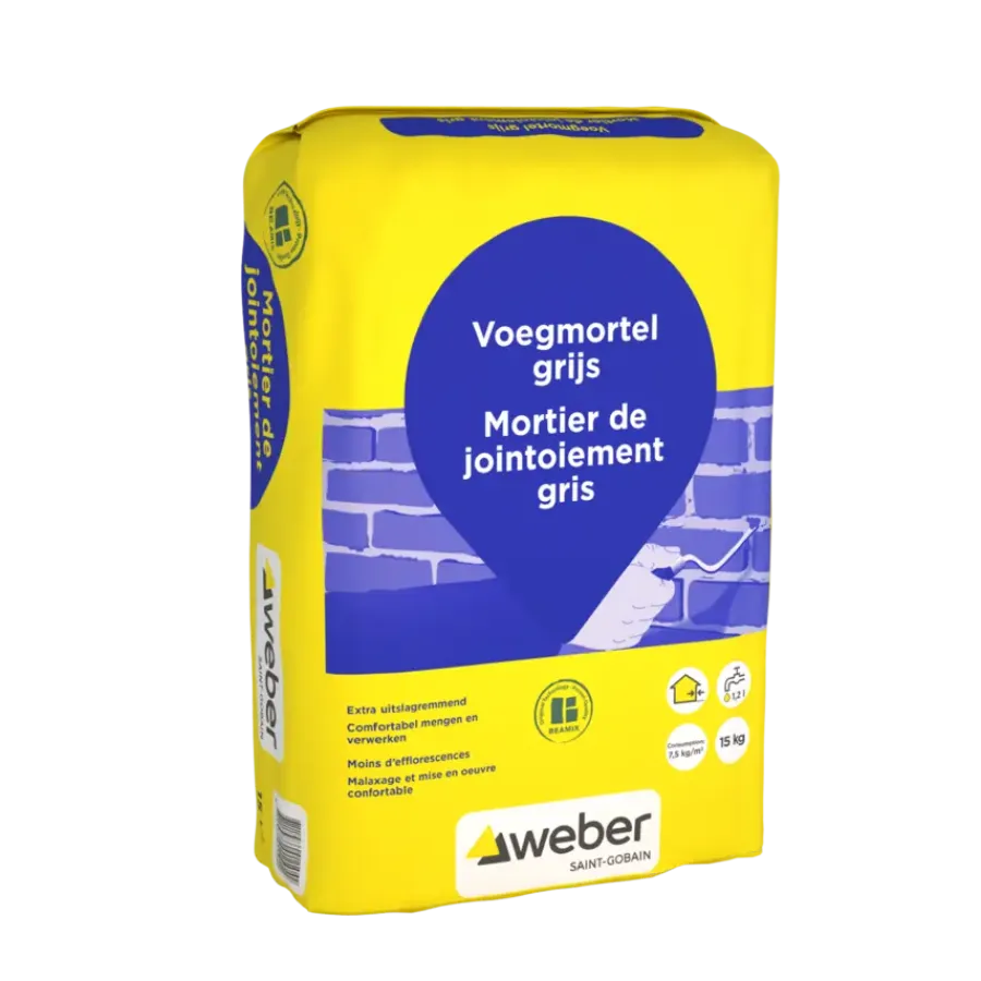 Voegmiddel|Voegmiddelen > Weber Saint-Gobain Weber Beamix voegmortel grijs 15 kg