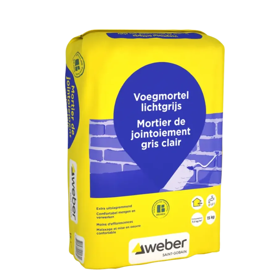 Voegmiddel|Voegmiddelen > Weber Saint-Gobain Weber Beamix voegmortel lichtgrijs 15 kg